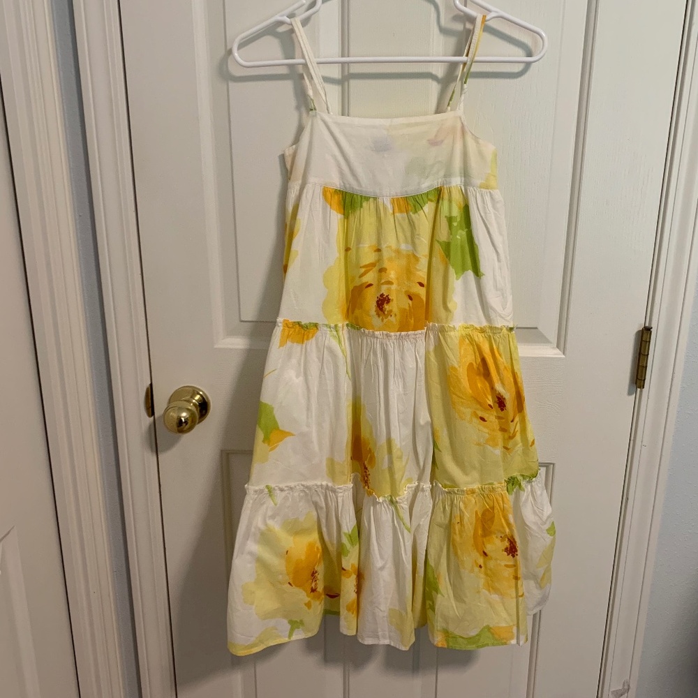 GAP Yellow Flower Tiered Ruffled dress Size 12